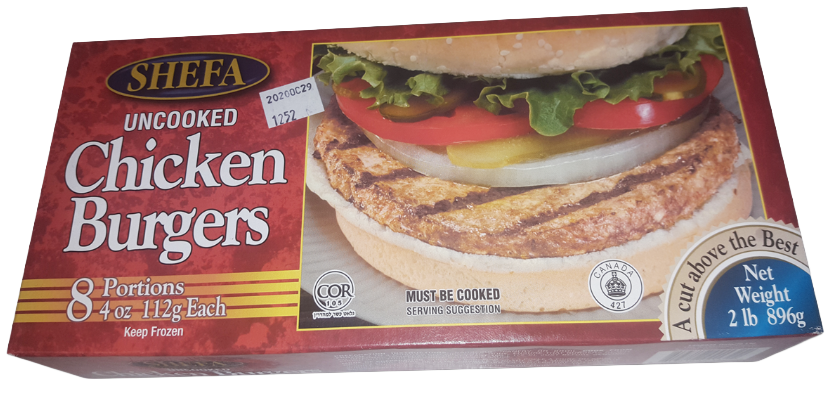 Shefa Uncooked Chicken Burgers (8x 4oz)