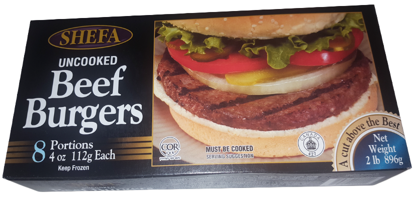 Shefa Uncooked Beef Burgers (8x 4oz)