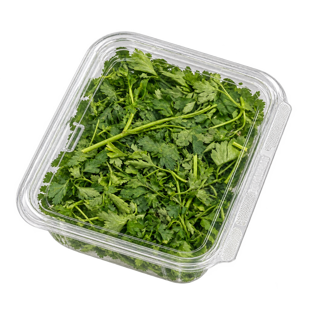 TK Pre-Washed Parsley (2 oz) in a clear retail box