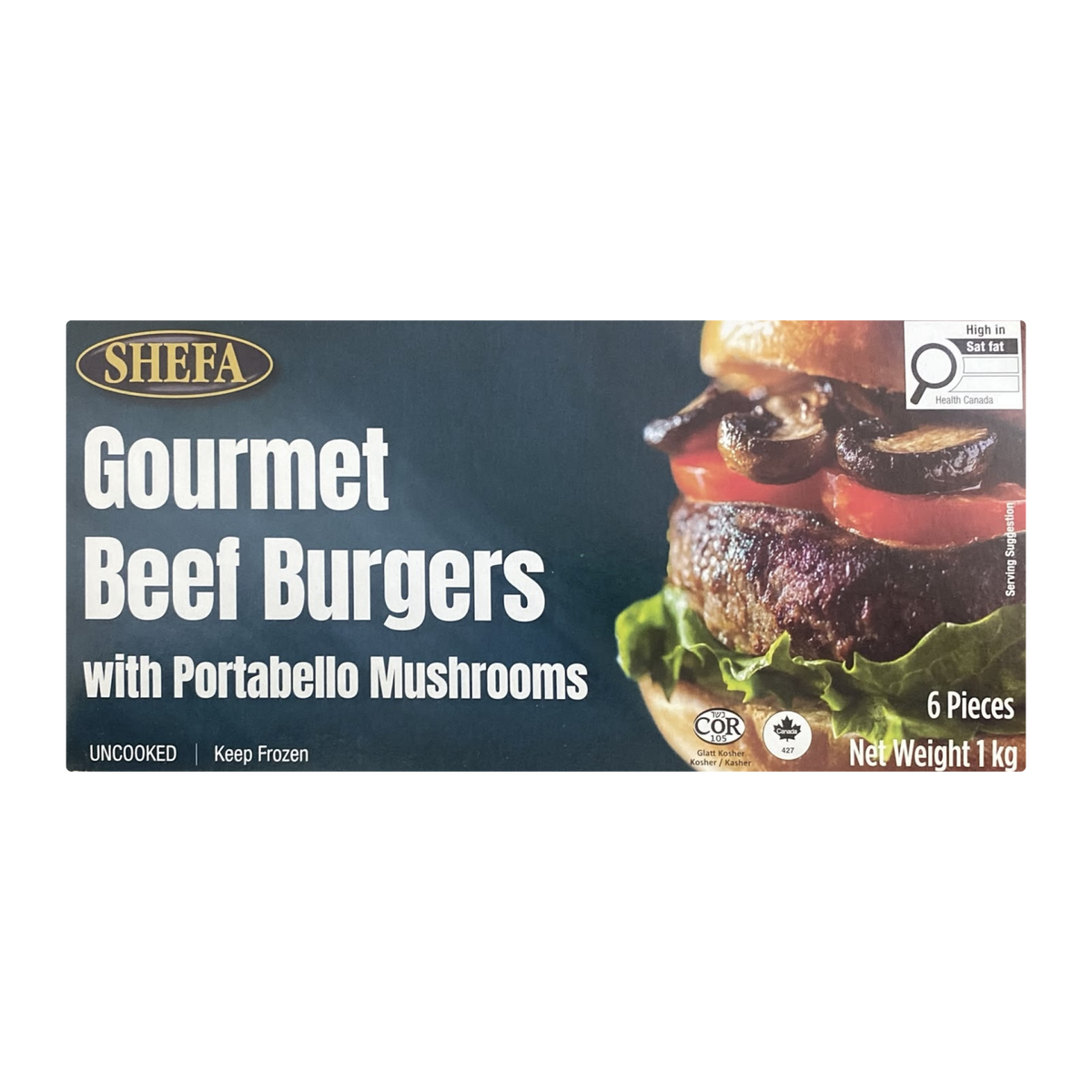 Shefa Gourmet Beef Burgers (With Portabello) (6x 6oz)
